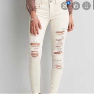 White distressed high waisted skinny jeans